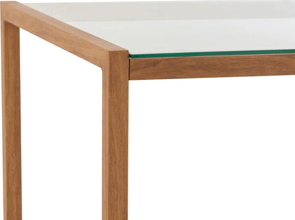 Stolik kawowy NATURELE ze szklanym blatem 90x50 cm, brązowy