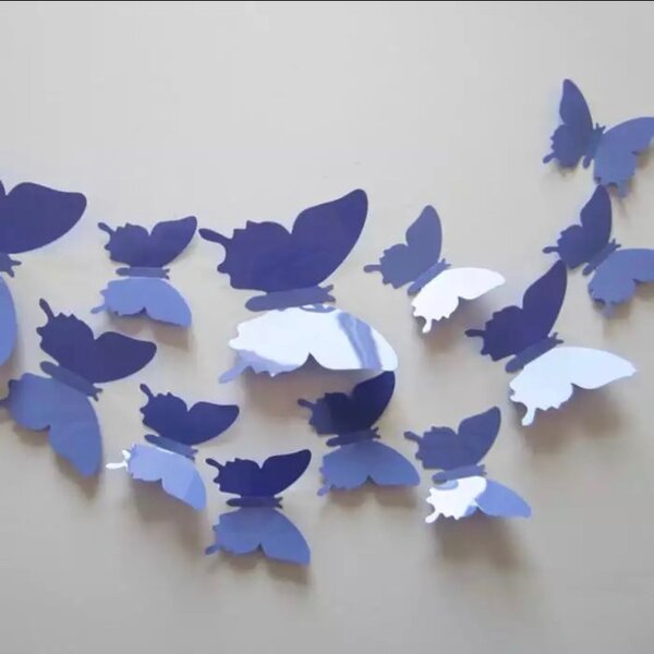 PIPPER | Naklejka na ścianę "Plastikowe motyle 3D - Fioletowe" 12szt 5-10 cm
