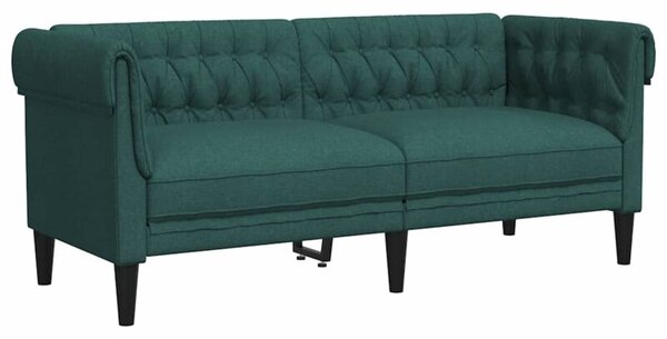 Sofa chesterfield, dwuosobowa, ciemnozielona, obita tkaninÄ