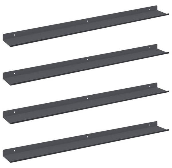 Wisząca półka minimalistyczna z matowej stali antracytowej 80 x 9 x 2,5 cm