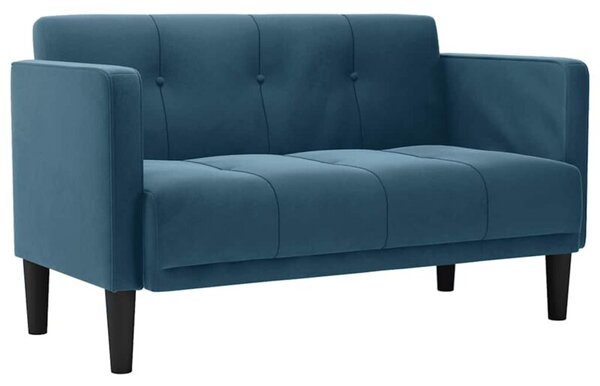 Sofa dwuosobowa niebieska 111 cm aksamitna