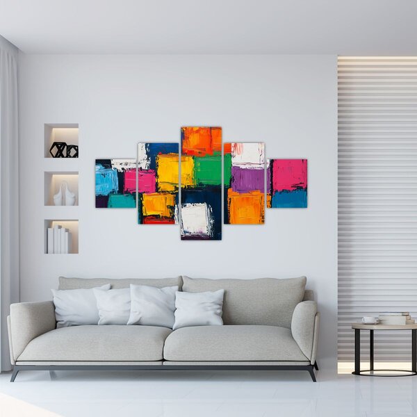 Obraz - Obraz z kolorowymi kwadratami (125x70 cm)