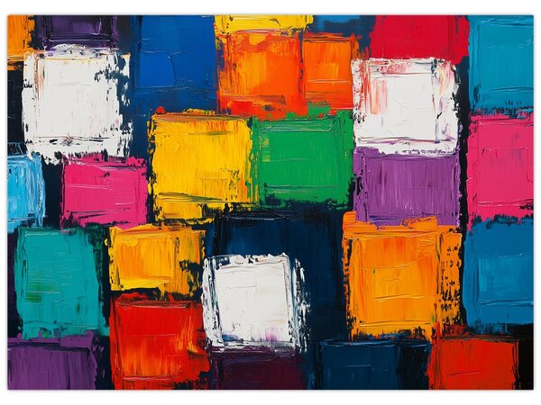 Obraz - Obraz z kolorowymi kwadratami (70x50 cm)