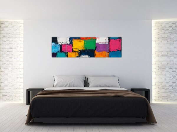 Obraz - Obraz z kolorowymi kwadratami (170x50 cm)