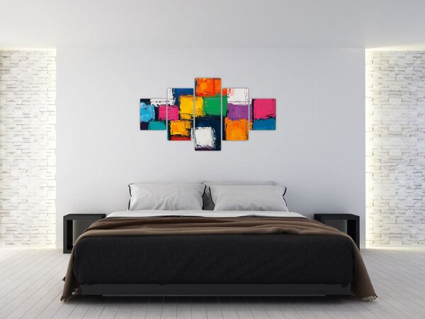 Obraz - Obraz z kolorowymi kwadratami (125x70 cm)
