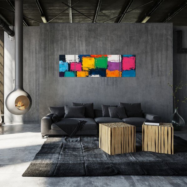 Obraz - Obraz z kolorowymi kwadratami (170x50 cm)