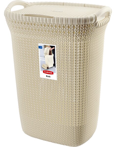 Kosz z pokrywą Curver Knit 57L kremowy