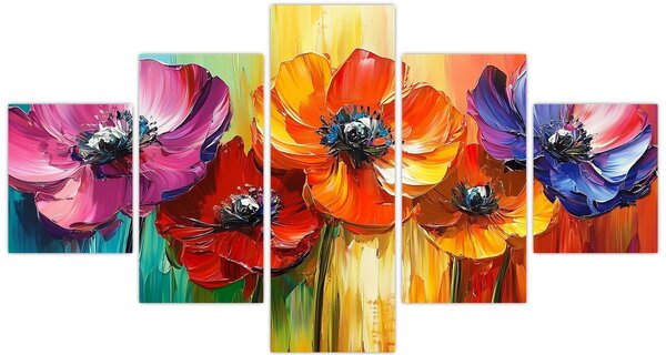 Obraz - Pięć kolorowych kwiatów (125x70 cm)