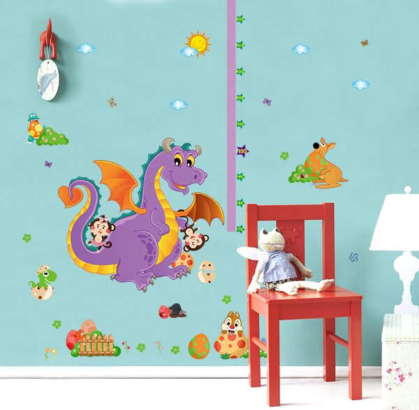 PIPPER | Naklejka na ścianę "Miarka dziecięca - Smok" 127x112cm