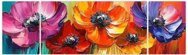 Obraz - Pięć kolorowych kwiatów (170x50 cm)
