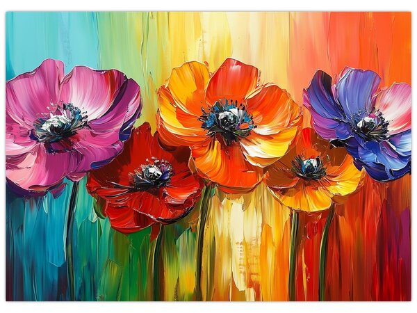 Obraz - Pięć kolorowych kwiatów (70x50 cm)