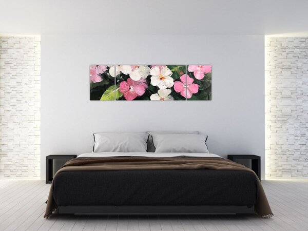 Obraz - Różowe i białe kwiaty (170x50 cm)