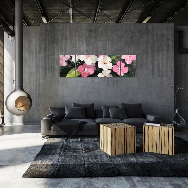 Obraz - Różowe i białe kwiaty (170x50 cm)