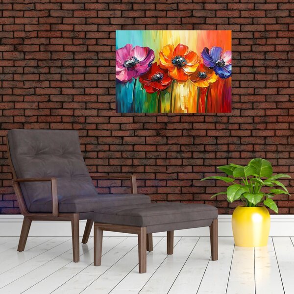 Obraz - Pięć kolorowych kwiatów (70x50 cm)