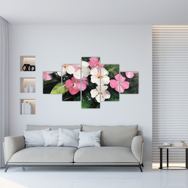 Obraz - Różowe i białe kwiaty (125x70 cm)