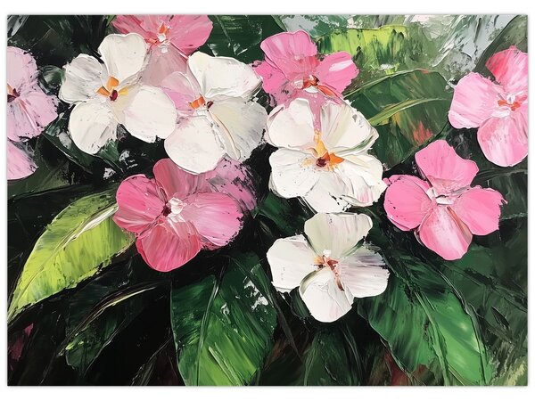 Obraz - Różowe i białe kwiaty (70x50 cm)