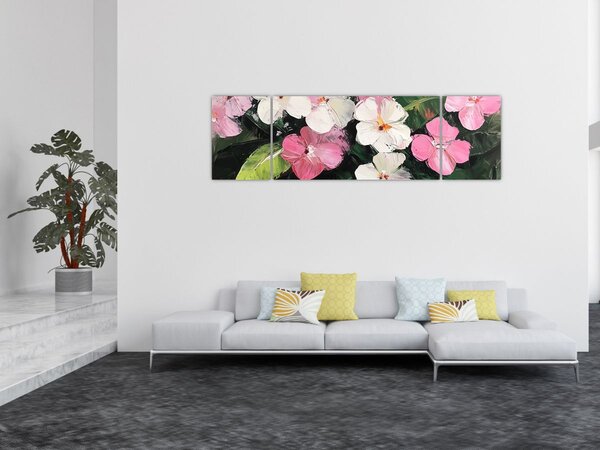 Obraz - Różowe i białe kwiaty (170x50 cm)