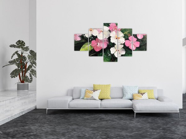 Obraz - Różowe i białe kwiaty (125x70 cm)