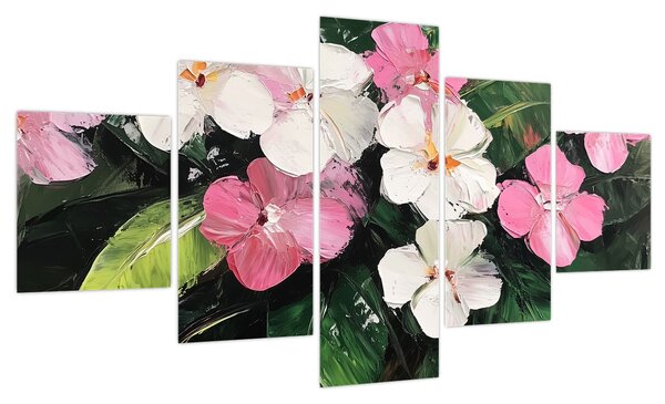 Obraz - Różowe i białe kwiaty (125x70 cm)