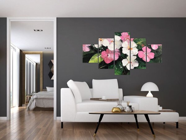 Obraz - Różowe i białe kwiaty (125x70 cm)