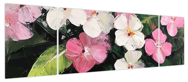 Obraz - Różowe i białe kwiaty (170x50 cm)