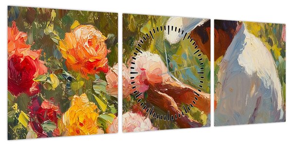 Obraz - Ogrodnik (z zegarem) (90x30 cm)