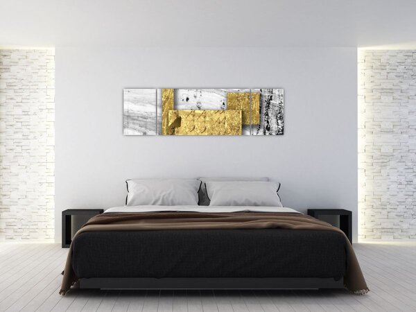 Obraz - Złote kwadraty N⁰1 (170x50 cm)