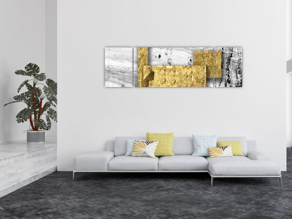 Obraz - Złote kwadraty N⁰1 (170x50 cm)
