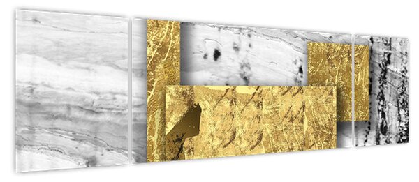 Obraz - Złote kwadraty N⁰1 (170x50 cm)