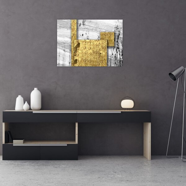 Obraz - Złote kwadraty N⁰1 (70x50 cm)