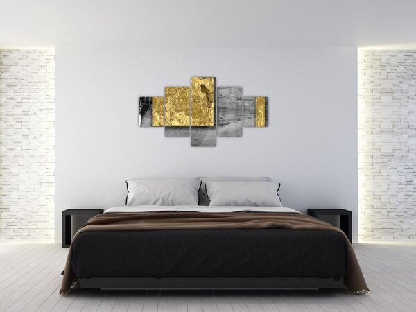 Obraz - Złote kwadraty N⁰2 (125x70 cm)