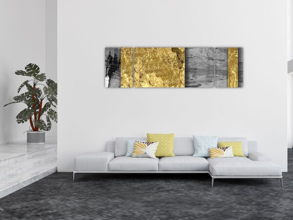 Obraz - Złote kwadraty N⁰2 (170x50 cm)