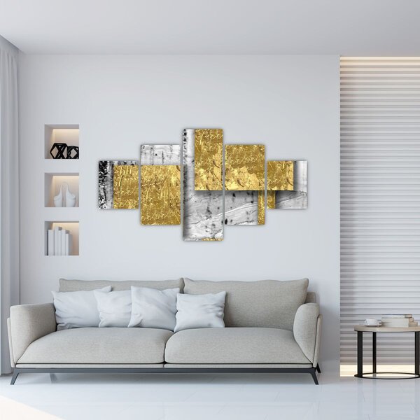 Obraz - Złote kwadraty N⁰3 (125x70 cm)