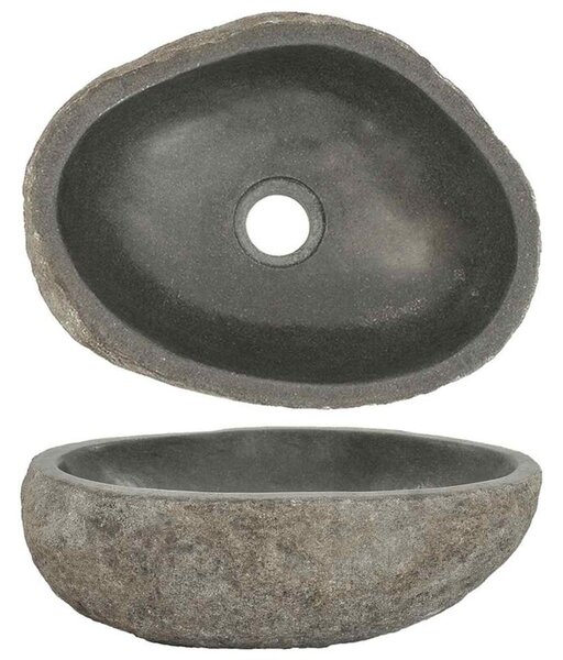 Umywalka z kamienia rzecznego, owalna, (29-38)x(24-31) cm