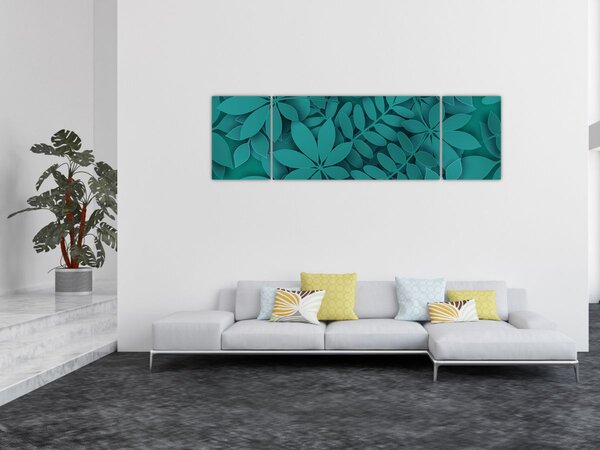 Obraz - Turkusowe liście (170x50 cm)