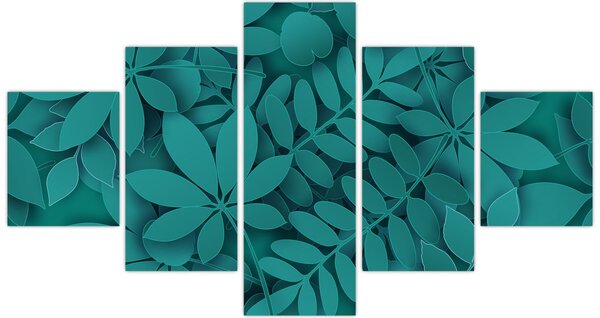 Obraz - Turkusowe liście (125x70 cm)