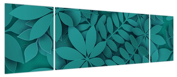 Obraz - Turkusowe liście (170x50 cm)