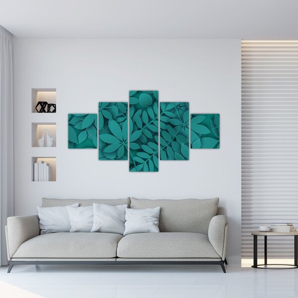 Obraz - Turkusowe liście (125x70 cm)