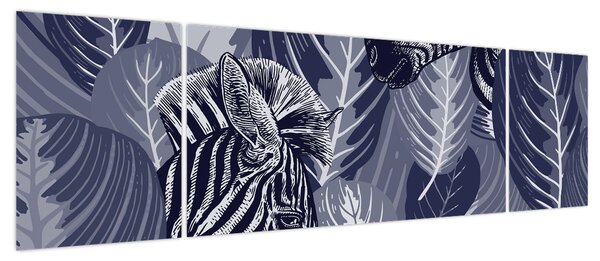 Obraz - Niebieskie zebry (170x50 cm)