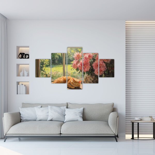 Obraz - Kot na oknie (125x70 cm)