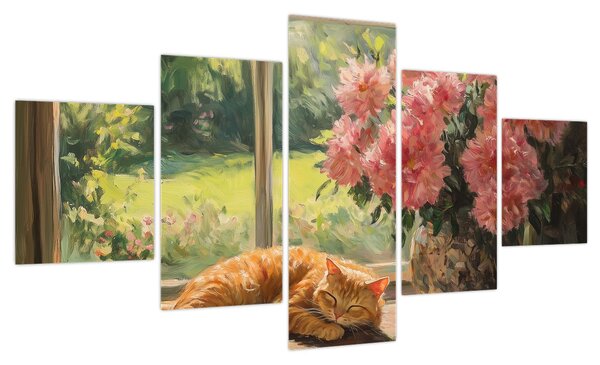 Obraz - Kot na oknie (125x70 cm)