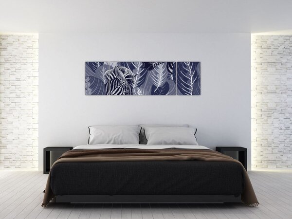 Obraz - Niebieskie zebry (170x50 cm)