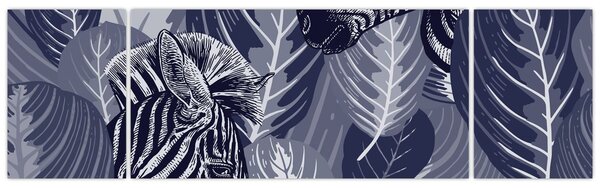 Obraz - Niebieskie zebry (170x50 cm)