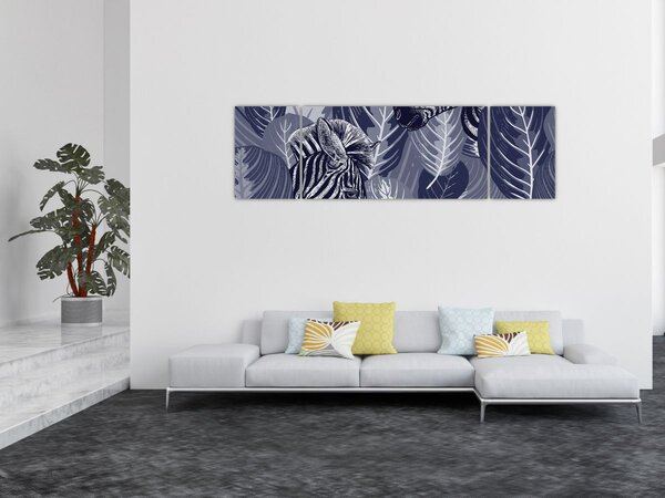 Obraz - Niebieskie zebry (170x50 cm)