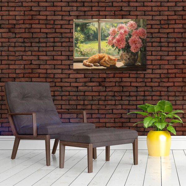 Obraz - Kot na oknie (70x50 cm)