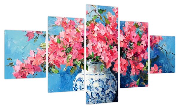 Obraz - Wazon z różowymi kwiatami (125x70 cm)