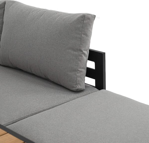 MebleMWM Zestaw mebli ogrodowych SIENA SUPER BIG + Stół Sycylia | Aluminium czarny | Szare poduszki | OUTLET
