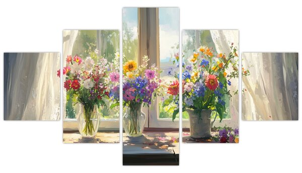 Obraz - Bukiet przy oknie (125x70 cm)