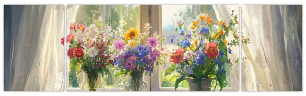 Obraz - Bukiet przy oknie (170x50 cm)