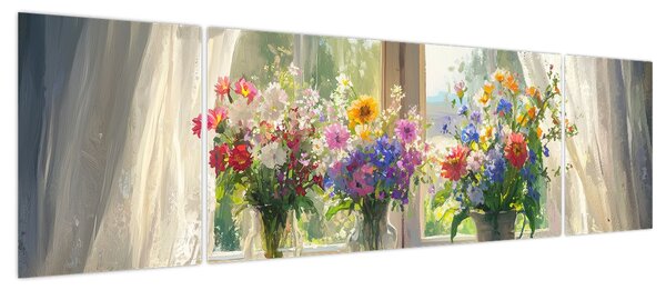 Obraz - Bukiet przy oknie (170x50 cm)